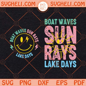 Boat Waves Sun Rays Lake Days Svg Retro Summer Svg Summer Svg Png Dxf Eps Pocket Design Files