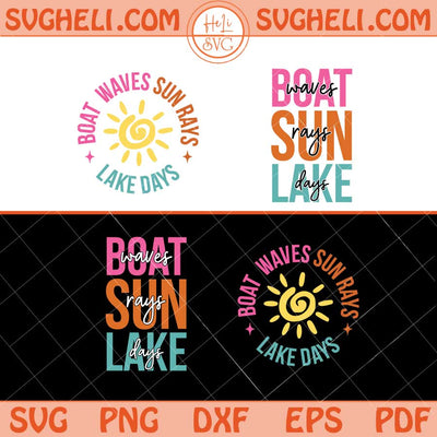Boat Waves Sun Rays Lake Days Svg Retro Summer Svg Png Dxf Eps Files