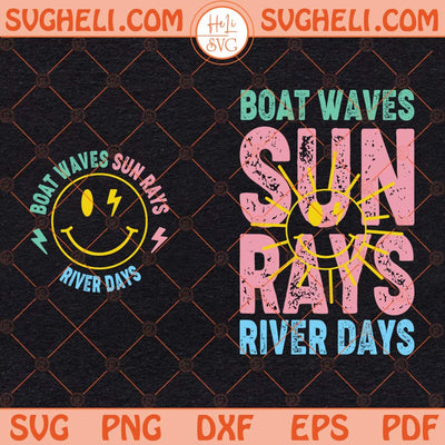 Boat Waves Sun Rays River Days Svg Retro Summer Svg Summer Svg Png Dxf Eps Pocket Design Files