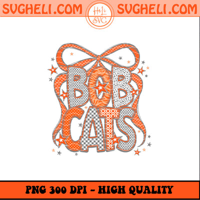 Bobcats Mascot Coquette Bow Png Bobcats With Bow Png Sublimation Design