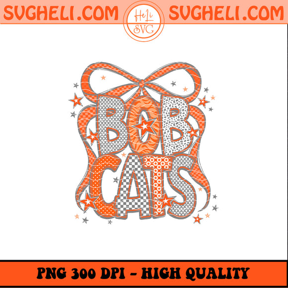Bobcats Mascot Coquette Bow Png Bobcats With Bow Png Sublimation Design