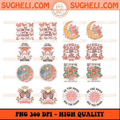 Boho Retro Sublimation Design Bundle Motivational Png