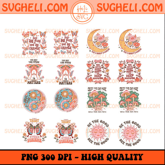 Boho Retro Sublimation Design Bundle Motivational Svg