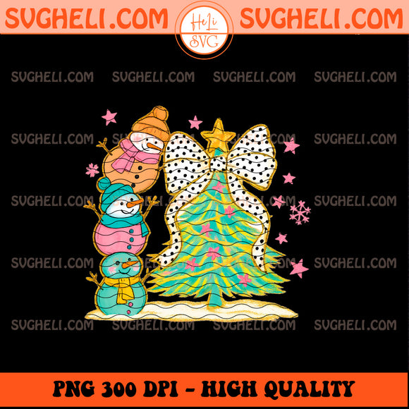 Brushstroke Colorful Coquette Glitter Christmas Snowman Png
