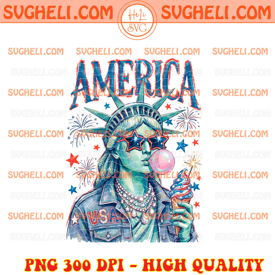 Brushstroke Statue of Liberty Blowing Bubble Png Girly Png