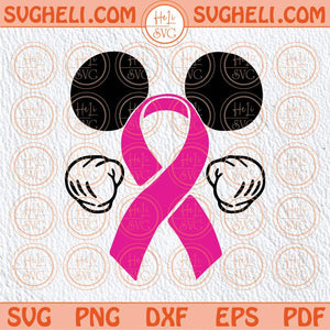 Cancer Mickey Fighter Svg Breast Cancer Ribbon Mickey Ears Svg Png Dxf Eps Files