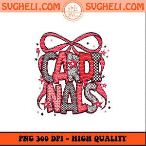 Cardinals Mascot Coquette Bow Png Cardinals With Bow Png Sublimation Design