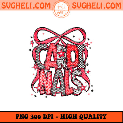 Cardinals Mascot Coquette Bow Png Cardinals With Bow Png Sublimation Design