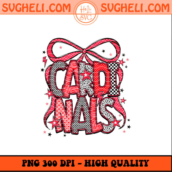 Cardinals Mascot Coquette Bow Png Cardinals With Bow Png Sublimation Design