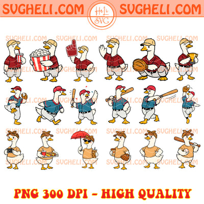 Cartoon Goose Baseball Png Bundle Cute Baseball Goose Png