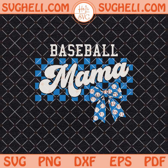 Checkered Baseball Mama Svg Baseball Coquette Bow Svg Png Dxf Eps Files