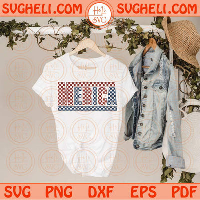 Checkered Merica Svg America Svg 4th of July Svg Party in the USA Svg Png Dxf Eps Files