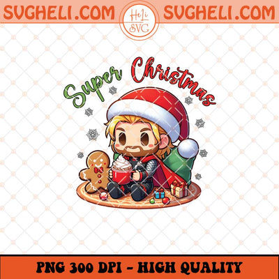 Chibi Thor Christmas Png Christmas Superhero Cartoon Png Sublimation Files