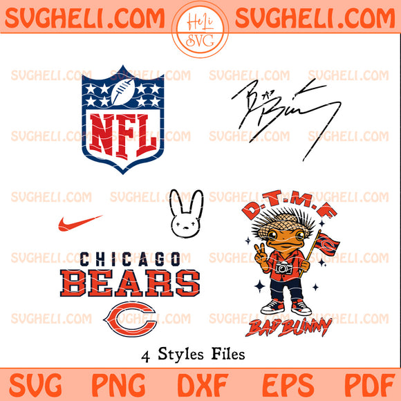 Chicago Bear NFL Bad Bunny Svg Chicago Bear SuperBowl Svg