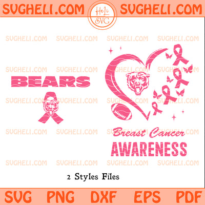 Chicago Bears October Breast Cancer Awareness Svg