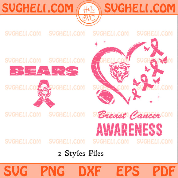 Chicago Bears October Breast Cancer Awareness Svg