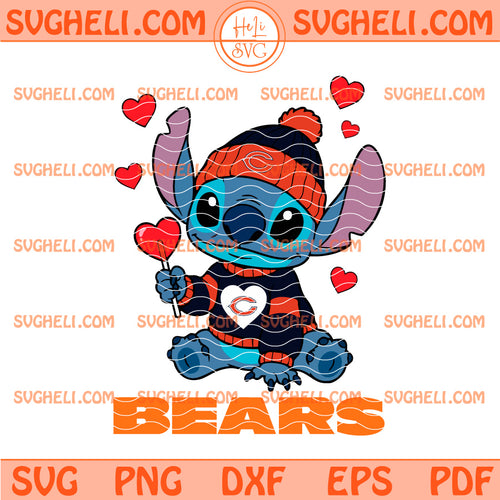 Chicago Bears Stitch Valentine Football Svg Bears Svg