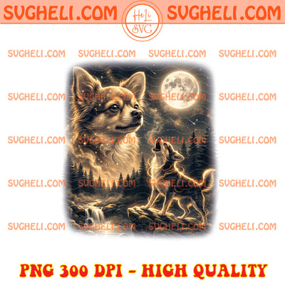 Chihuahua Howling to The Moon Vintage Png Retro Animal Png