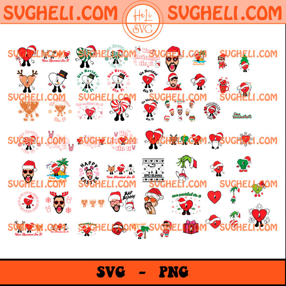 Christmas Bad Bunny Svg Bundle Bad Bunny Heart Christmas Svg