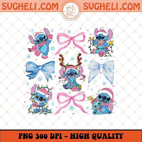 Christmas Blue Character Coquette Bow Png Stitch Png Sublimation Files