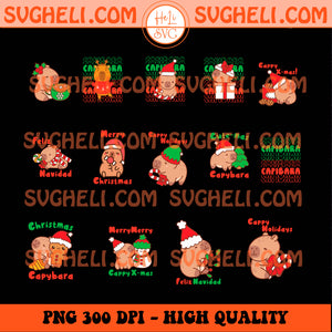Christmas Capybara Png Bundle Christmas Capybara Santa Png