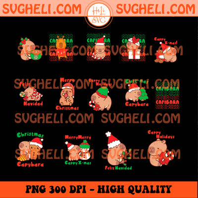 Christmas Capybara Png Bundle Christmas Capybara Santa Png