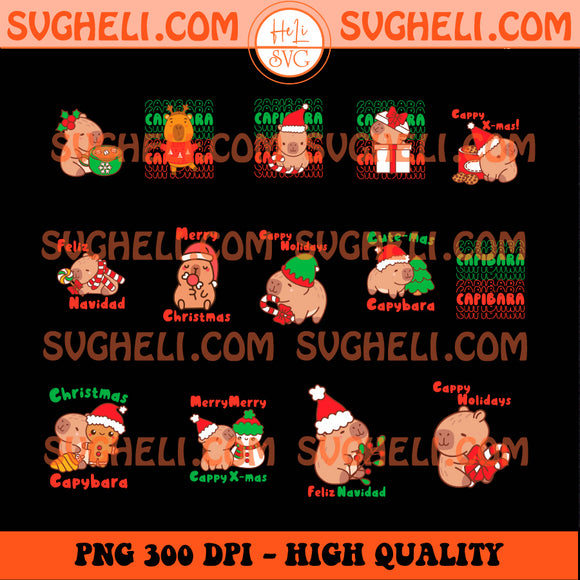 Christmas Capybara Png Bundle Christmas Capybara Santa Png