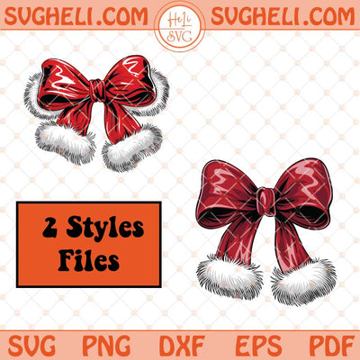 Christmas Coquette Bow Svg Christmas Santa Bow Svg Png Dxf Eps 2 Styles Files