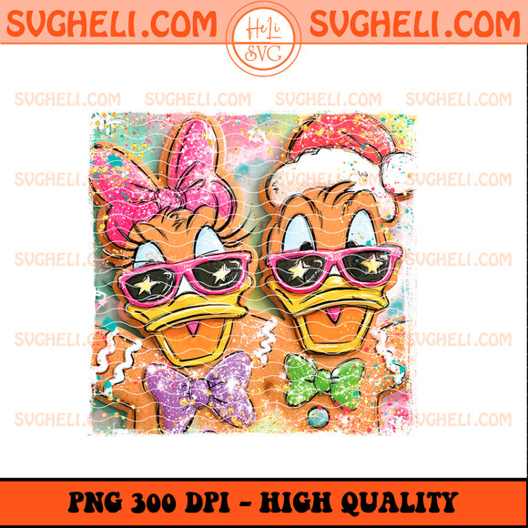 Christmas Glitter Handwritten Gingerbread Donald & Daisy Png