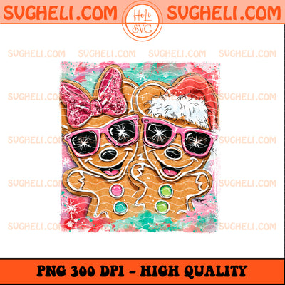 Christmas Glitter Handwritten Gingerbread Minnie Mickey Png
