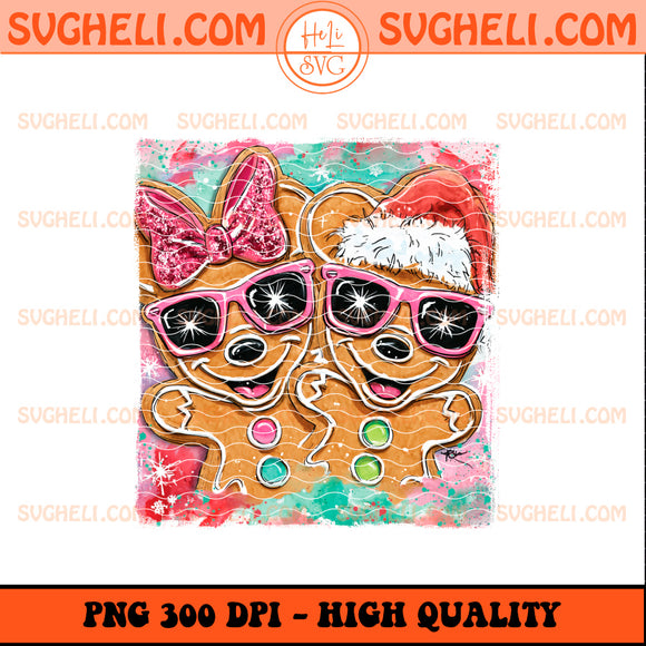 Christmas Glitter Handwritten Gingerbread Minnie Mickey Png