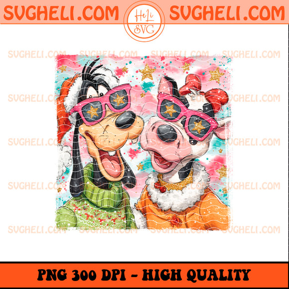 Christmas Glitter Handwritten Goofy And Clarabelle Cow Png