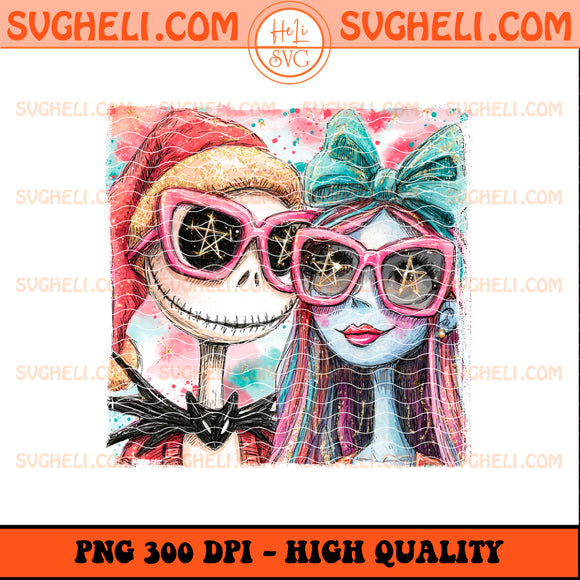 Christmas Glitter Handwritten Jack Skellington & Sally Png
