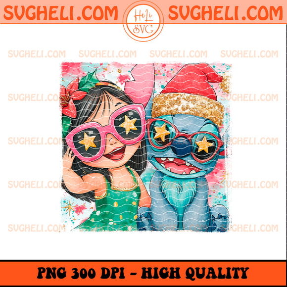 Christmas Glitter Handwritten Lilo And Stitch Png