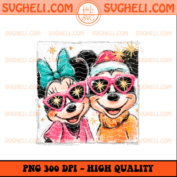 Christmas Glitter Handwritten Minnie and Mickey Png