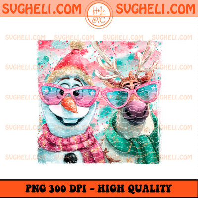 Christmas Glitter Handwritten Olaf And Sven Png