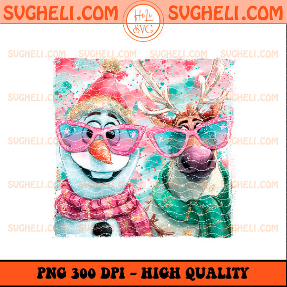 Christmas Glitter Handwritten Olaf And Sven Png