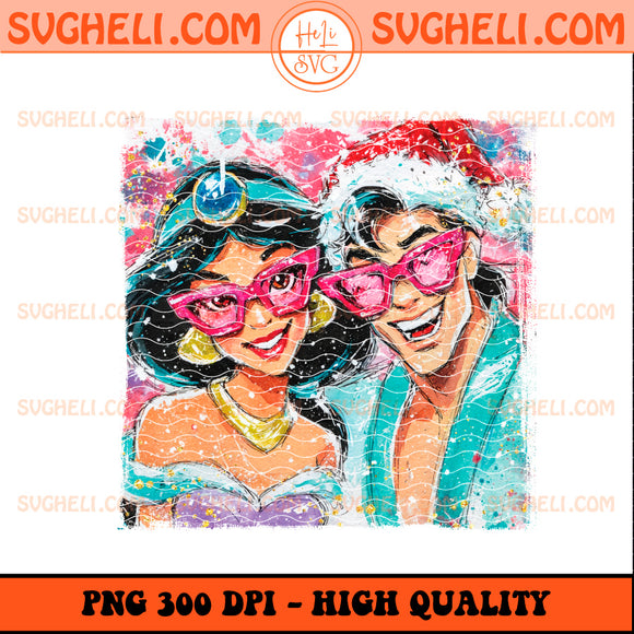 Christmas Glitter Handwritten Princess Jasmine & Aladdin Png