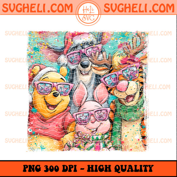 Christmas Glitter Handwritten Winnie And Friends Png