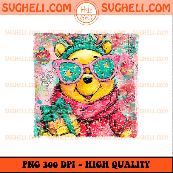 Christmas Glitter Handwritten Winnie The Pooh Png