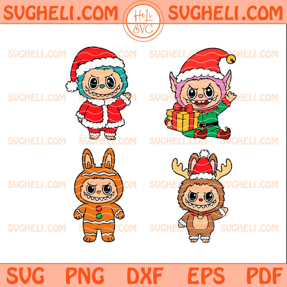 Christmas Labubu Svg Bundle Cute Kawaii Christmas Design