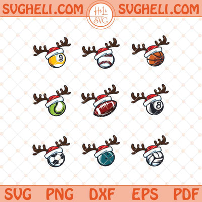 Christmas Sports Balls Bundle Svg Football Svg Baseball Svg Png Dxf Eps Files