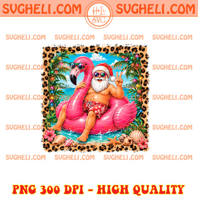 Christmas in July Santa Flamingo Float Summer Xmas Png