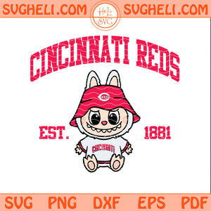 Cincinnati Reds Labubu Baseball Svg Labubu MLB Svg Png Dxf Eps Pdf Files