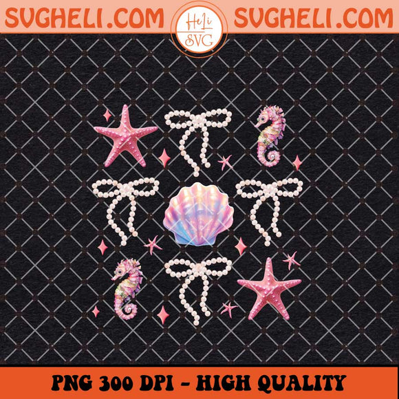 Clam Pearl Bow Png Summer Vibes Pink Clam Png Sublimation Files