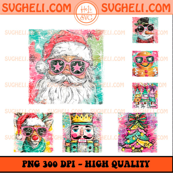Colorful Christmas Glitter Handwrite PNG Bundle