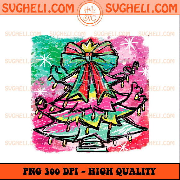 Colorful Glitter Coquette Christmas Tree Png Christmas Png