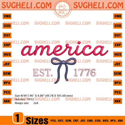 Coquette America Embroidery Design USA Embroidery Design