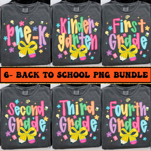 Coquette Back to School Png Bundle First Day of School Png Sublimation Design