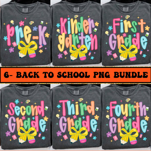 Coquette Back to School Png Bundle First Day of School Png Sublimation Design